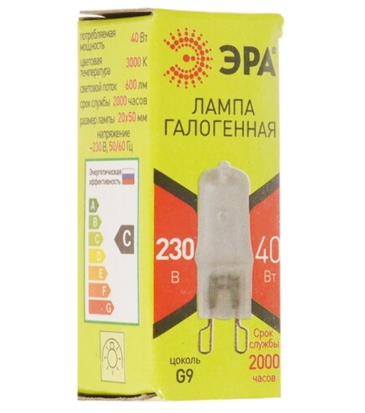 Лампа галогенная ЭРА G9-JCD-40-230V-Cl(100/1000/35000)