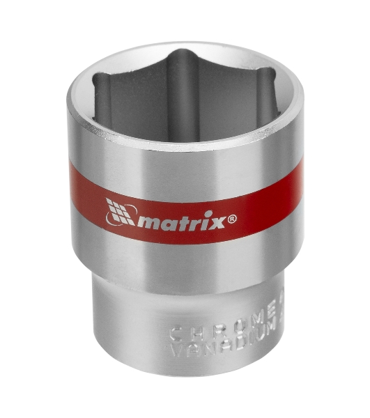 Головка Matrix торцевая 27мм 6-гранная crv под квадрат 1/2'' хромированная