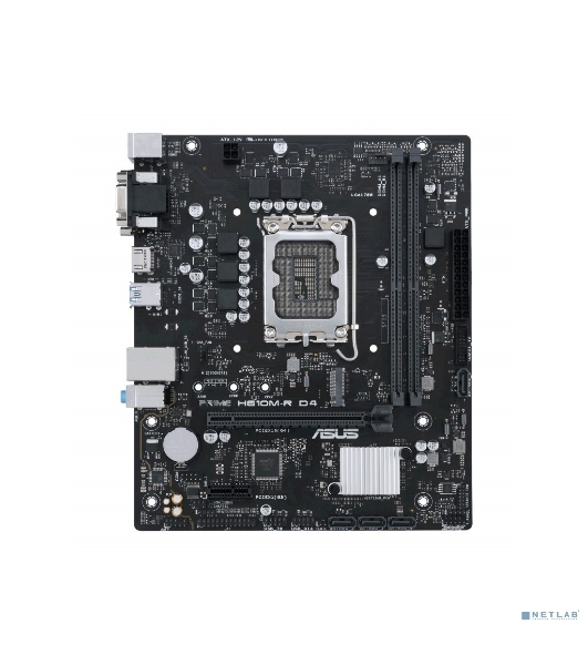 Материнская плата ASUS PRIME H610M-R D4-SI, LGA 1700, Intel H610, 2xDDR4, 4xSATA, 1xM.2 PCIe 3.0 x4, 1xPCIe 4.0 x16, 1xPCIe x1, 1xHDMI, 1xDVI, 1xVGA, 2xUSB-A 2.0, 2xUSB-A 3.2 Gen 1, 1x 1Gb LAN, 3x3.5 мм, 7.1, mATX