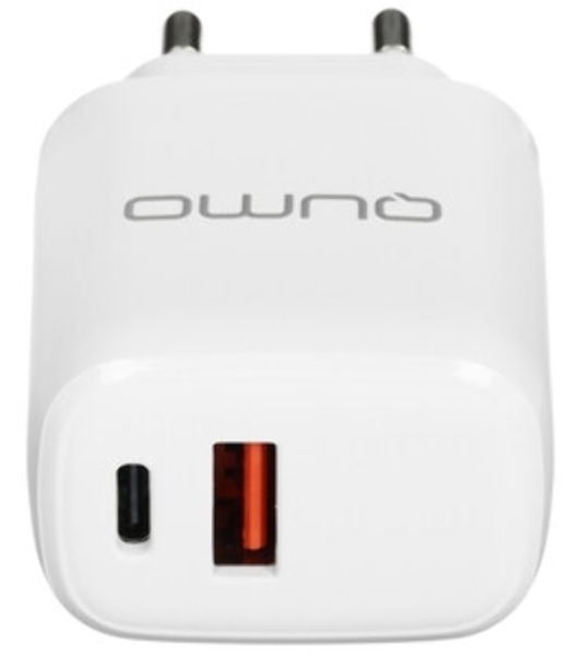 Сетевое зарядное устройство Qumo Energy PD 35Вт, (модель 0117), порты: USB-A QC3.0 + USB Type-C PD, белый