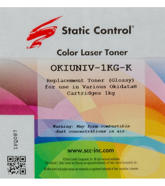 Тонер для принтера Static Control Oki C3300N5500 OKIUNIV-1KG-K черный (флакон 1000гр)