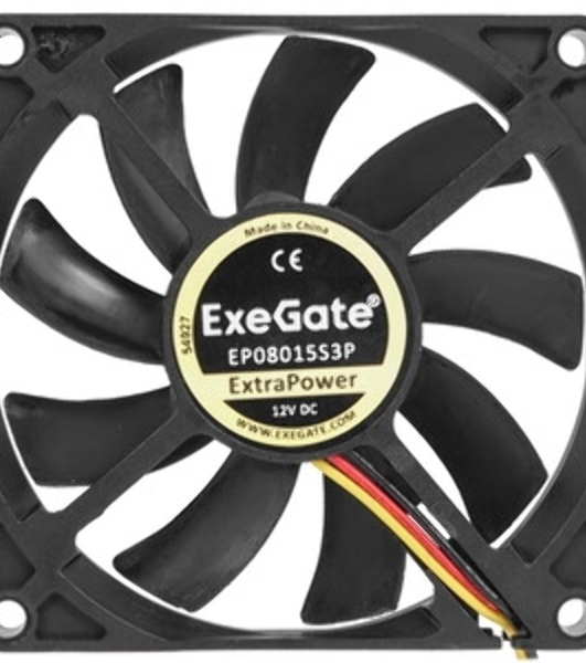 Вентилятор для корпуса ExeGate ExtraPower EP07015S3P черный, 70 мм, 3000 об/мин, 27 дБ, 3 pin