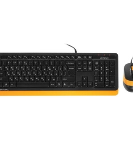 Комплект клавиатура+мышь A4Tech FStyler F1010 проводной, USB, 1600 DPI, чёрный/оранжевый