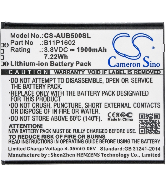 Аккумулятор CameronSino CS-AUB500SL B11P1602 для Asus ZenFone Go 5.03.8V, 1900 mAh, 7.22Wh