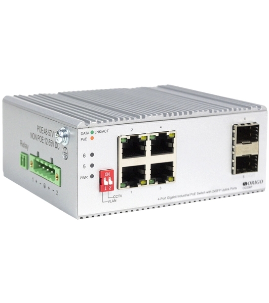 Коммутатор Unmanaged Industrial Switch 4x1000Base-T PoE, 2x1000Base-X SFP, PoE Budget 120W, Surge 4KV, -40 to 75°C