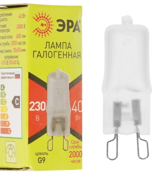 Лампа галогенная ЭРА G9-JCD-40-230V-Cl(100/1000/35000)