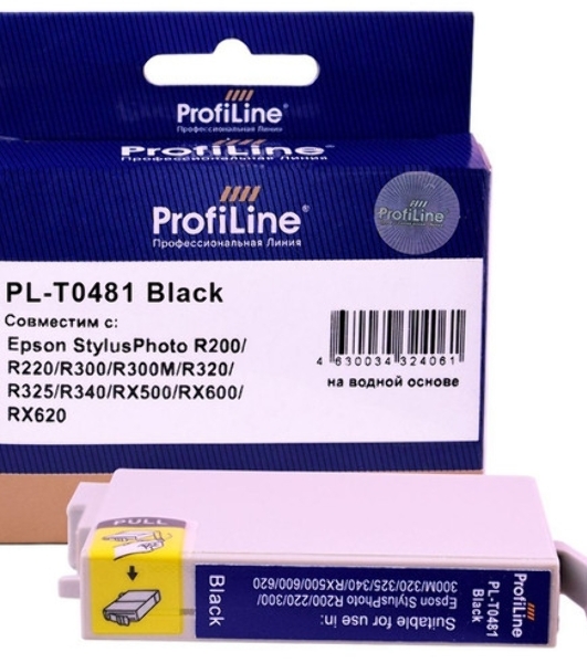 Картридж струйный ProfiLine PL-T0481 для принтеров Epson StylusPhoto R200/R220/R300/R300M/R320/R325/R340/RX500/RX600/RX620 Black водн