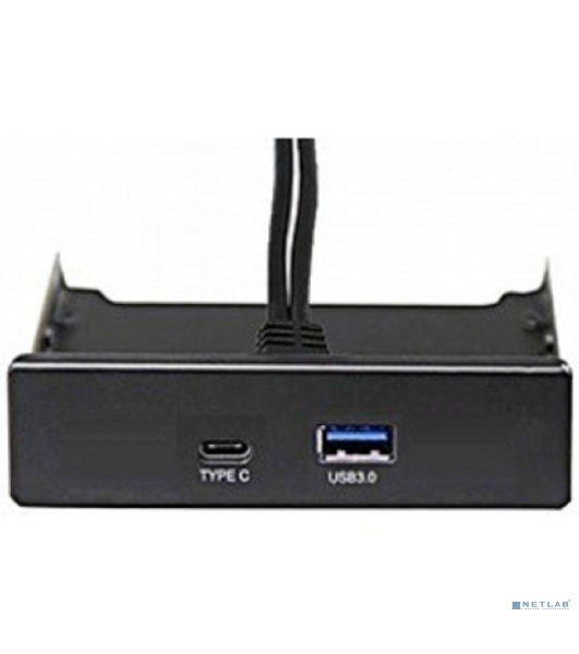 Планка USB на переднюю панель ExeGate U3H-617, 3,5', 1хUSB3.0+1хTypeC, черная, подсоед-е к мат. плат