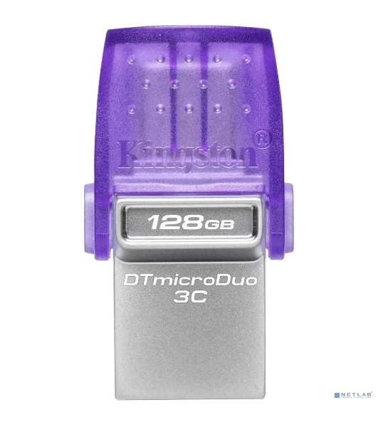 Флешка USB Kingston DataTraveler microDuo 3C (DTDUO3CG3/128Gb), 128Gb, USB 3.2 Gen 1/Type-C, R/W 200/15, фиолетовый