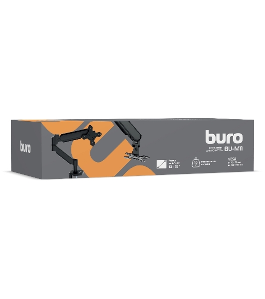 Кронштейн для мониторов ЖК Buro BU-M11 черный 17'-32' макс.10кг крепление к столешнице поворот и наклон
