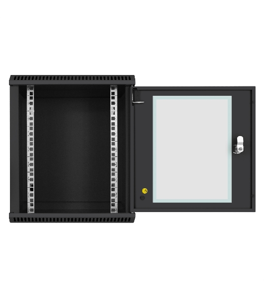 Шкаф телекоммуникационный 10' настенный 9U ExeGate EC-WM-9U.280.G.BLACK (10”, 9U, 350x280x420mm (ШхГхВ), передняя дверь закаленное стекло, пыле- и влагозащита IP23, черный RAL 9004)