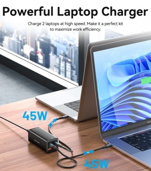 Сетевое зарядное устройство Vention на 4 порта GaN 100W USB (C+C+A+A) черный, шт.
