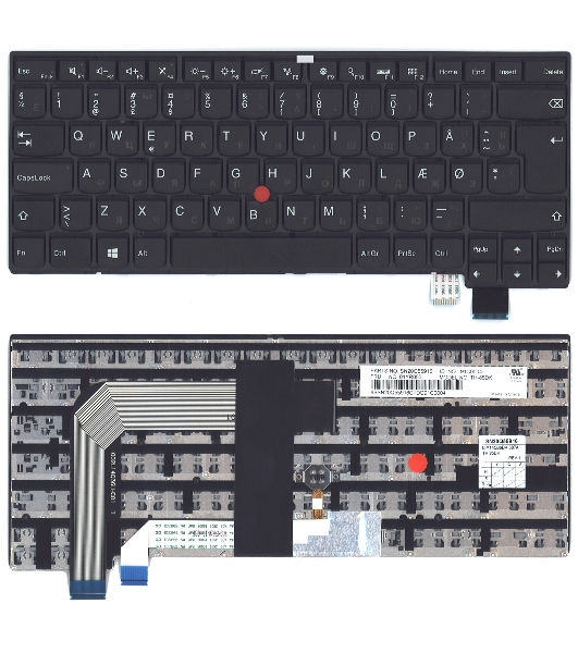 Клавиатура для ноутбука Lenovo Thinkpad T460S 13 черная без подсветки