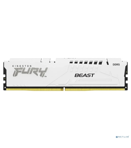 Оперативная память Kingston Fury Beast, DDR5, 16Gb (1x16GB), 6000MHz, CL30, DIMM, с радиатором, белый