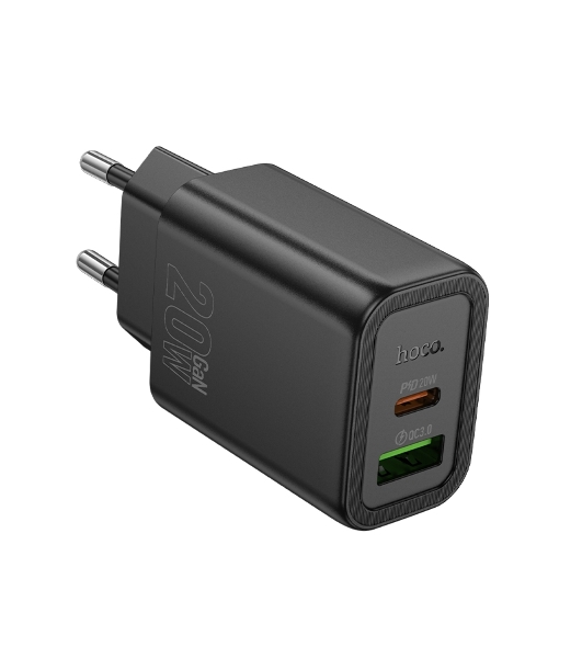 Зарядное устройство Hoco 20Вт, 3А, QC3.0/PD, 1xUSB, 1xType-C, N61, черный, коробка