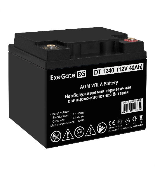 Батарея ExeGate DT 1240 (12V 40Ah), клеммы под болт М6