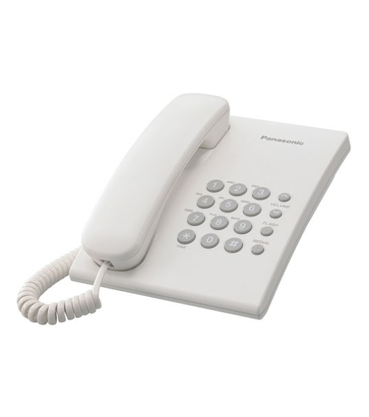 Телефон проводной Panasonic KX-TS2350RUW белый повтор номера, регул-ка громкости, кр.на стену