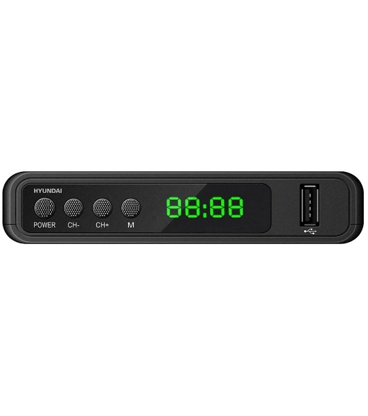 Приставка для цифрового ТВ Hyundai H-DVB520 черный + WiFi-адаптер, DVB-T2, DVB-T, DVB-C, HDMI, USB 2.0 х2