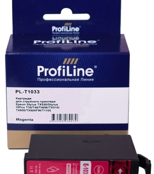 Картридж струйный ProfiLine PL-T1033 для принтеров Epson Stylus TX550/Stylus Office T30/T40/T40W/TX510/TX600/TX600FW/T1100 с чернилами Magenta 11,1 мл