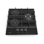 Газовая варочная панель Evelux HEG 425 BG Hi-Tech, 45 см, 3 конфорки, WOK-конфорка, чугунные решетки, газ-контроль, электроподжиг, механическое управление, черный, фото2