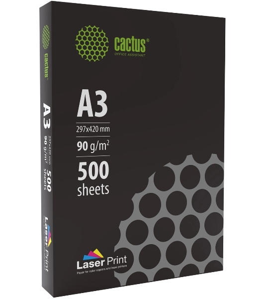 Бумага Cactus CS-LPA390500 A3/90г/м2/500л./белый для лазерной печати