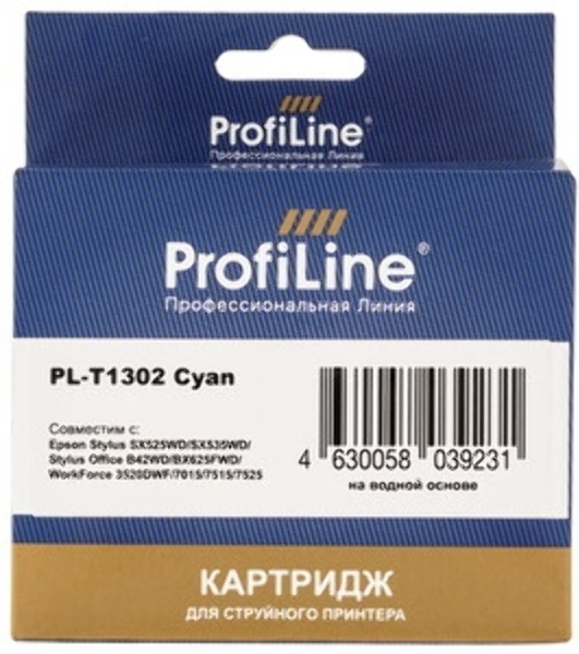 Картридж струйный ProfiLine PL-T1302 для принтеров Epson Stylus SX525WD/SX535WD/SX620/Office B42WD/BX525/BX535/BX625FWD/BX635FWD/BX925/BX935/WorkForce 525/630/3010/3520DWF/3530/3540/7015/7515/7525 с чернилами Cyan 10,1 мл