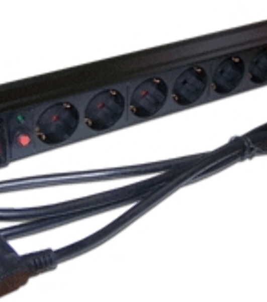 Блок розеток 19' 8 шт., 16A 250V, шнур питания 1.8 м
