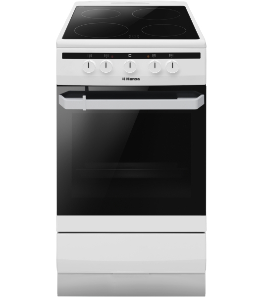 Плита электрическая Hansa FCCW54002 белый, конфорок 4 шт, духовка 68 л, 50 см x 85 см x 60 см