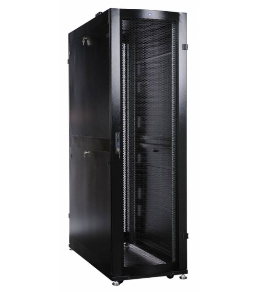 Шкаф серверный ПРОФ напольный 48U (600x1200) дверь перфор. 2 шт., черный, в сборе