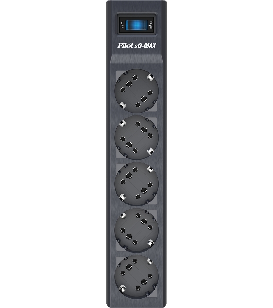 Сетевой фильтр Pilot sG-Max 5 outlets (GP), 15А/3.3 kVt, automatic circuit-breaker, 7 m, gfaphite