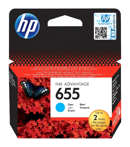 Картридж струйный HP 655 CZ110AE голубой для HP DJ IA 3525/4615/4625/5525/6525 (600 стр.)