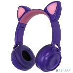 Беспроводные/проводные наушники QUMO Party Cat BT 0026 фиолетовый, накладные, Bluetooth + проводной, кошачьи ушки, до 7 ч, фото 1