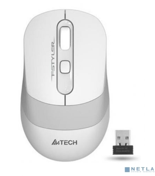 Мышь беспроводная A4Tech Fstyler FG10 белый/серый, 2000 dpi, радиоканал, USB, кнопки - 4