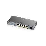 Коммутатор Zyxel GS1350-6HP, 4xGE PoE+, 1xGE PoE++ (802.3bt), 1xSFP, бюджет PoE 60 Вт, дальность передачи питания до 250 м, автоперезагрузка PoE-портов, повышенная защита от перенапряжений и электростатических р, фото2