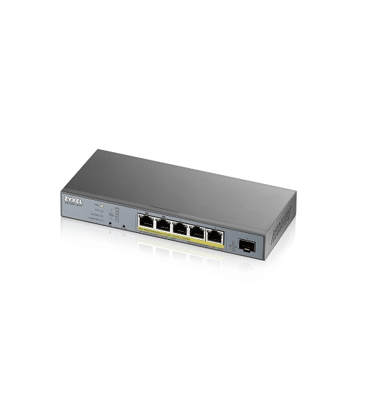 Коммутатор Zyxel GS1350-6HP, 4xGE PoE+, 1xGE PoE++ (802.3bt), 1xSFP, бюджет PoE 60 Вт, дальность передачи питания до 250 м, автоперезагрузка PoE-портов, повышенная защита от перенапряжений и электростатических р