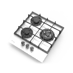Газовая варочная панель Evelux HEG 425 WG Hi-Tech, 45 см, 3 конфорки, WOK-конфорка, чугунные решетки, газ-контроль, электроподжиг, механическое управление, белый, фото 1