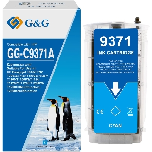 Картридж струйный G&G GG-C9371A голубой (130 мл) для HP Designjet T610, T770, T790eprinter, T1300eprinter, T1100, T1100PS, T1120, T1120PS, T1200, T1200PS, T1200HDMultifunction, T2300eMultifunction