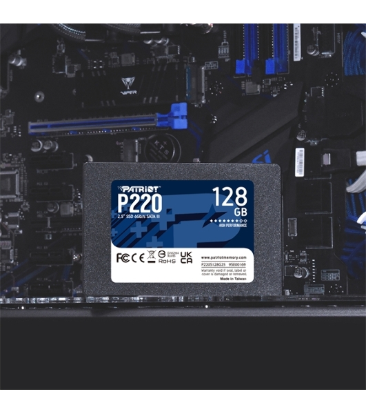 Накопитель SSD Patriot P220, 128Gb, SATA III, 2.5', R/W 550/480
