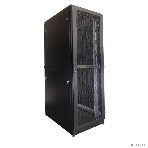 Шкаф телекоммуникационный напольный 42U (600 1000) дверь перфорированная, задние двойные перф., черный, фото4