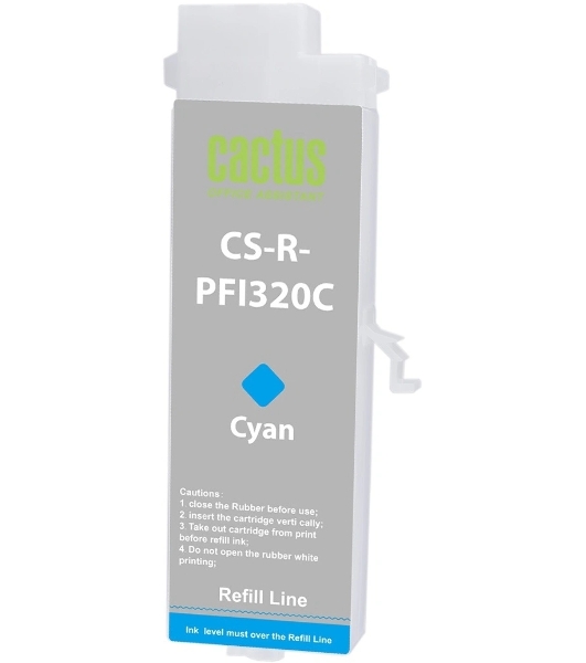 Картридж перезаправляемый струйный Cactus CS-R-PFI320C PFI-320C голубой для Canon imagePROGRAF TM-200/200MFP/205/300/300MFP/305/250/255/350/355