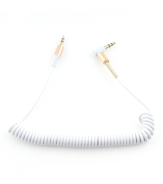 Кабель Cablexpert аудио 90˚ спиральный CCAB-02-35MMLC-1.8MW. 3.5 Jack (M)/3.5 Jack (M), белый, 1.8м, блистер