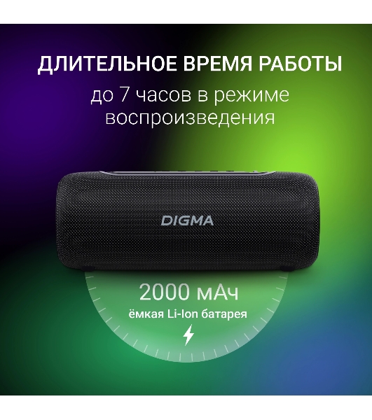 Колонка портативная Digma D-PS1524 черный 20W 2.0 BT 10м 2000mAh