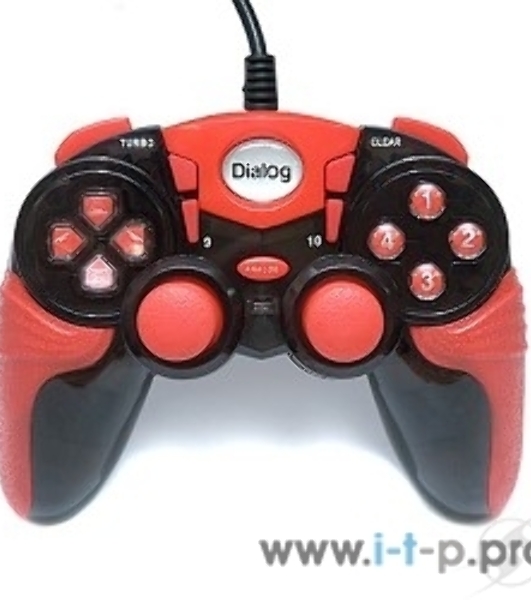 Геймпад Dialog Action GP-A15, черно-красный, вибрация, 12 кнопок, USB