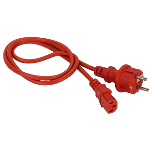 Шнур питания Lanmaster C13-Schuko прямая, 3х0.75, 220В, 10А, красный, 5 метров