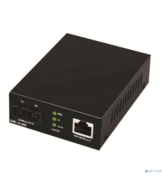 Медиаконвертер D-Link DMC-G10SC/A1A с 1 портом 100/1000Base-T и 1 портом 1000Base-LX с разъемом SC для одномодового оптического кабеля (до 10 км)