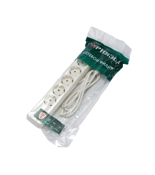 Сетевой фильтр Гарнизон 5 р, 10А, 2xUSB, 1.8 м, ур.защиты 4, белый, пакет