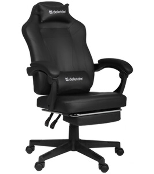 Кресло Defender CRUISER BLACK/RED черный/красный, экокожа, подставка для ног