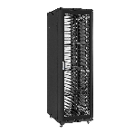 Шкаф телекоммуникационный 19' напольный 42U ExeGate EC-FS-42U.600.800.G.V.BLACK (19”, 42U, 600x800x2054mm (ШхГхВ), передняя дверь закаленное стекло, задняя перфорированная дверь, съемные боковые панели, пыле- и влагозащита IP20, встроенный вентиляционный модуль, 1 полка в комплекте, черный RAL 9004, 3 коробки), фото5