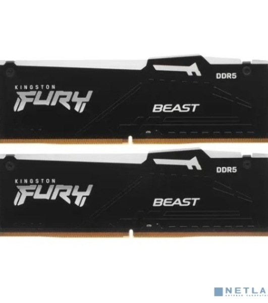 Оперативная память Kingston Fury Beast, DDR5, 32Gb (2x16Gb), 5600MHz, CL40, DIMM, с радиаторами, RGB, черный