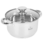 Кастрюля RASHEL Берта R-3600х 3,6 л из нержавеющей стали со стекл. кр., 20 х12 см, фото 1